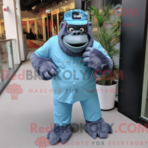 Cyan Gorilla mascot costume...
