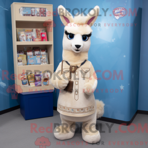 Beige lamamaskotdraktfigur...