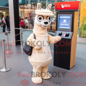 Beige Llama mascot costume...
