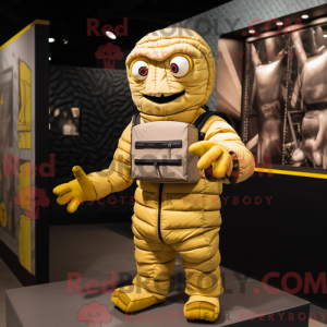 Geel mummie-mascottekostuum...