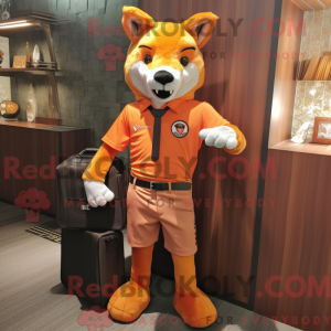 Orange Wolf mascot costume...