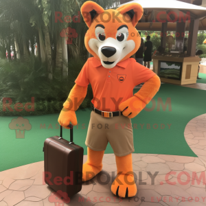 Orange Wolf mascot costume...