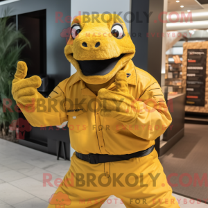 Gold Komodo Dragon mascot...