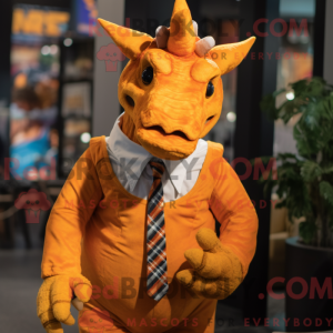 Orange Triceratops mascot...