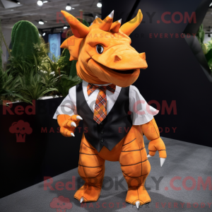 Orange Triceratops mascot...