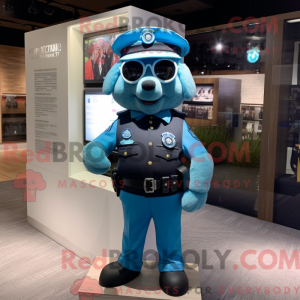 Cyan Police Officer mascot...