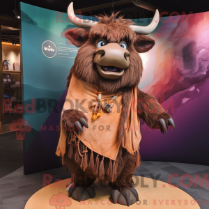 Brown Yak mascot costume...