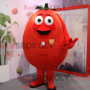 Rød tomat-maskotdraktfigur...