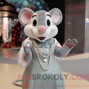 Sølv rotte maskot kostume...