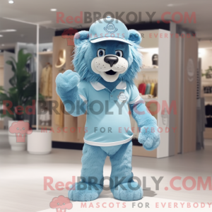 Himmelblå løve maskot...