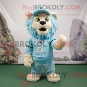 Himmelblå løve maskot...
