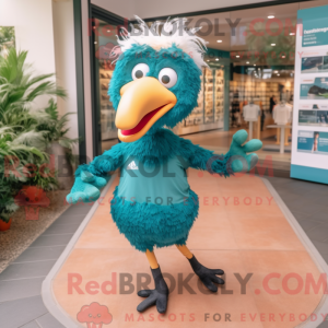 Teal Ostrich mascot costume...