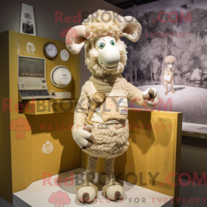 Cream Ram maskot kostume...