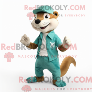 Blågrøn Weasel maskot...