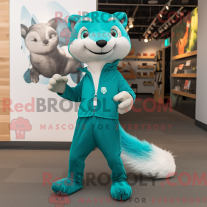 Blågrøn Weasel maskot...