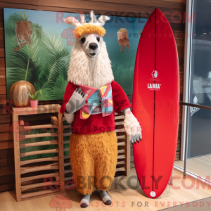Rød lama maskot kostume...