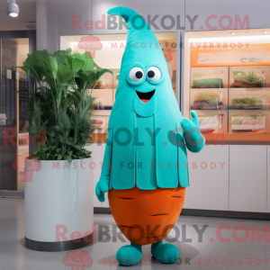 Teal Carrot mascottekostuum...