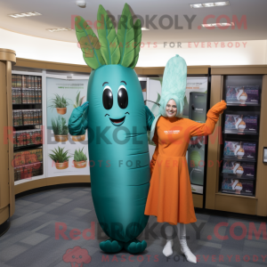 Teal Carrot mascot costume...