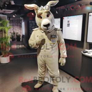 Cream Donkey mascot costume...