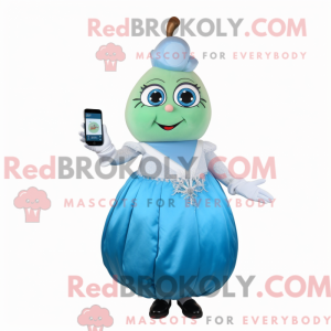 Blue Pear mascot costume...