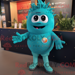 Teal Pepper mascot costume...