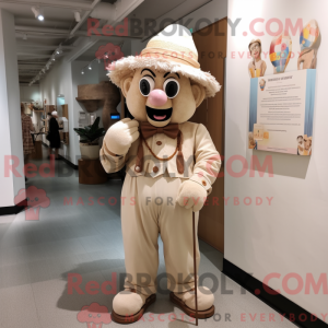 Beige Clown mascot costume...