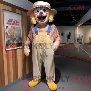 Beige Klovn maskot kostume...