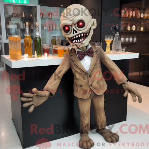 Brun Undead maskot kostume...