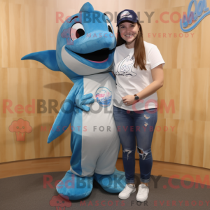 Blue Dolphin mascot costume...