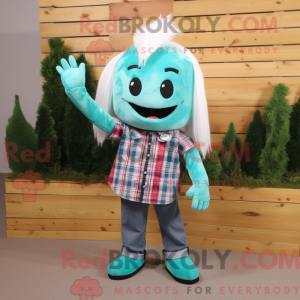 Cyan Ray mascot costume...