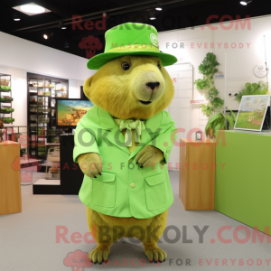 Lime Green Capybara mascot...
