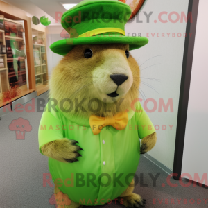 Lime Green Capybara mascot...