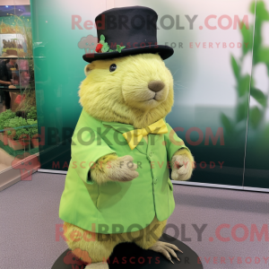 Lime Green Capybara mascot...