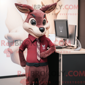 Maroon Roe Deer mascot...