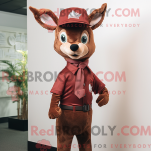 Maroon Roe Deer mascot...