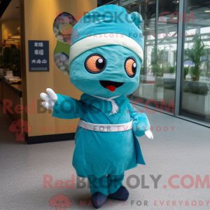 Cyan Sushi maskot kostume...