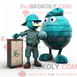 Teal Grenade mascot costume...