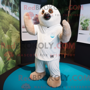 White Sloth mascot costume...