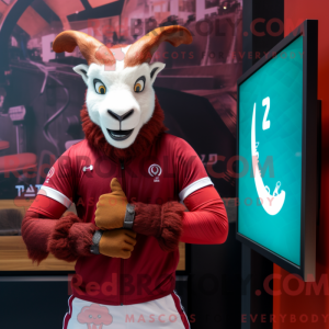Maroon Goat mascot costume...