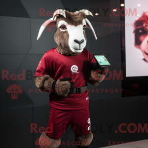 Maroon Goat maskot kostume...