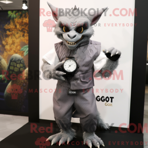 Grå Gargoyle maskot kostume...