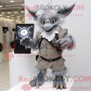 Grå Gargoyle maskot kostume...
