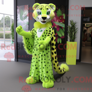 Lime Green Cheetah mascot...