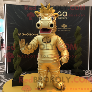 Gold Quagga maskot kostume...