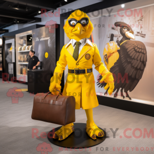 Yellow Hawk mascot costume...