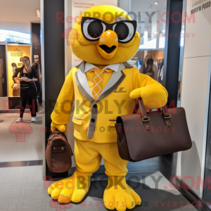 Yellow Hawk mascot costume...