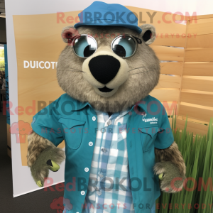 Teal Marmot mascot costume...