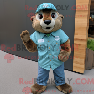 Teal Marmot Maskottchen...