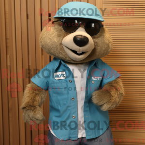 Teal Marmot mascot costume...