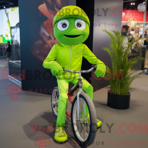 Limegrøn Unicyclist maskot...